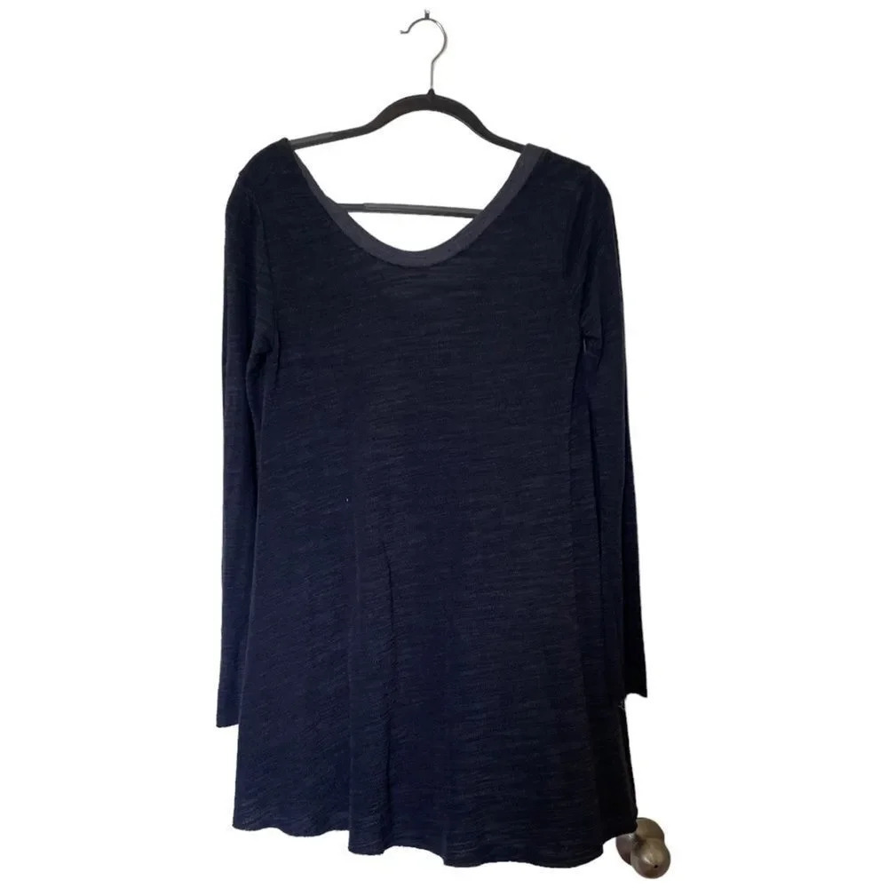 FREE PEOPLE BEACH Dark Gray Tunic Top Size Small Waffle Knit Thermal Casual